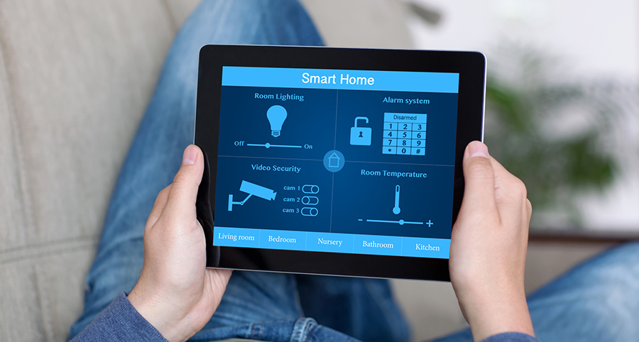 The ability to access and control security components from a mobile device is one of the top smart home trends in Dothan. Close-up of smart home security app.